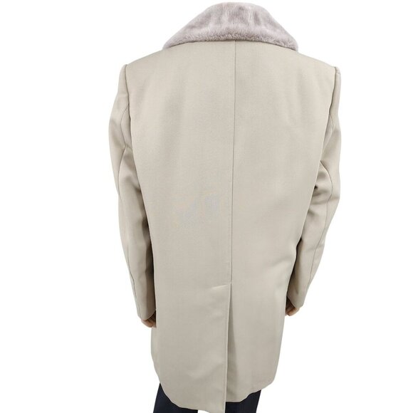 Vintage London Fog Mens Beige Overcoat With Faux Fur, Men's 44L - Picture 7 of 12